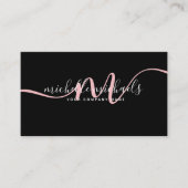  Eenvoudig Bleek roze minimummonogram zwart  Visitekaartje (Voorkant)