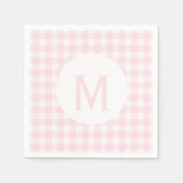 Eenvoudig Bleek Roze Monogram Gingham Servet