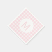 Eenvoudig Bleek Roze Monogram Gingham Servet (Hoek)