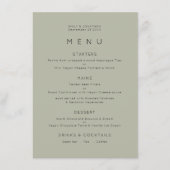 Eenvoudig Bleek Sage Green Wedding Menu (Voorkant)