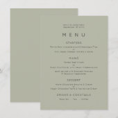 Eenvoudig Bleek Sage Green Wedding Menu (Voorkant / Achterkant)