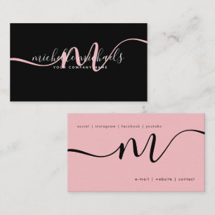  Eenvoudig Bleke roze Minimaal Monogram Zwart Manu Visitekaartje