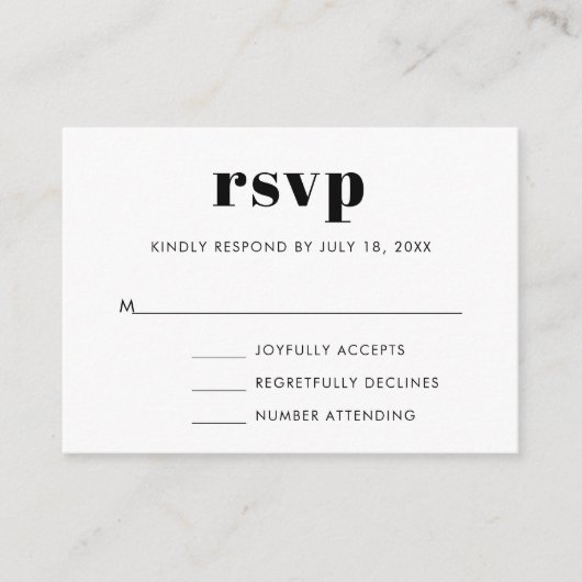 Eenvoudig bloedverwant RSVP Informatiekaartje (Voorkant)