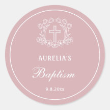 Eenvoudig Bloemen Kruis op Roze Doop