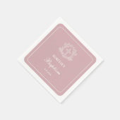 Eenvoudig Bloemen Kruis op Roze Doop Servet (Hoek)