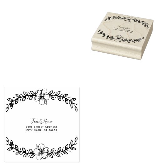 Eenvoudig Bloemen retouradres Rubberen stempel (Gestempeld)