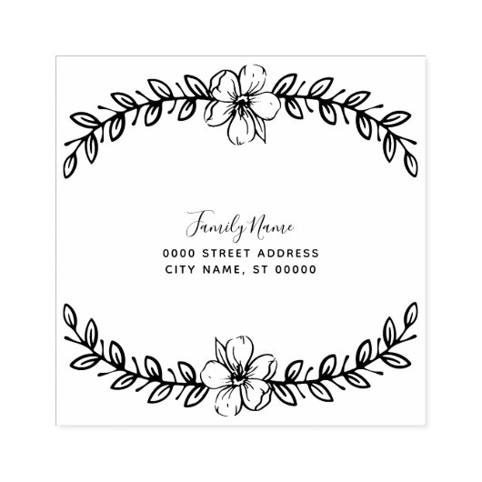 Eenvoudig Bloemen retouradres Rubberen stempel (Afrduk)