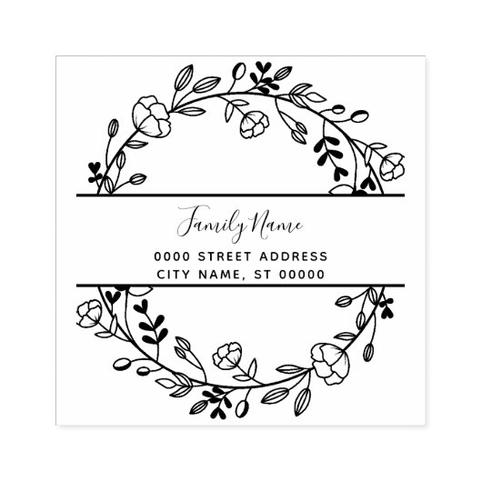 Eenvoudig Bloemen retouradres Rubberen stempel (Afrduk)