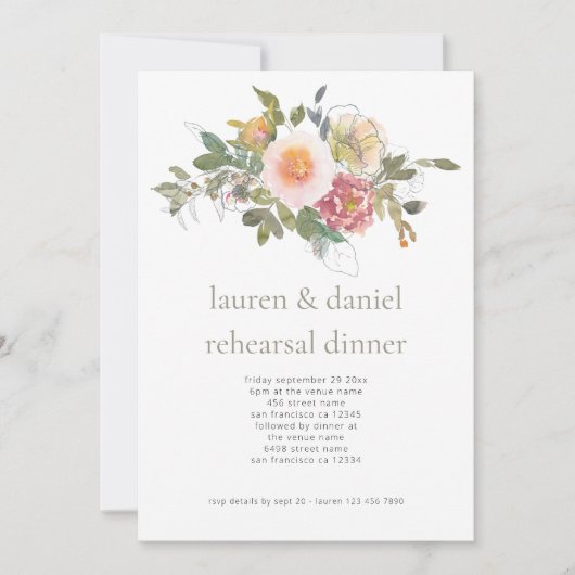 Eenvoudig Bloemen Salie Groen Bruiloft repetitie D Kaart (Voorkant)