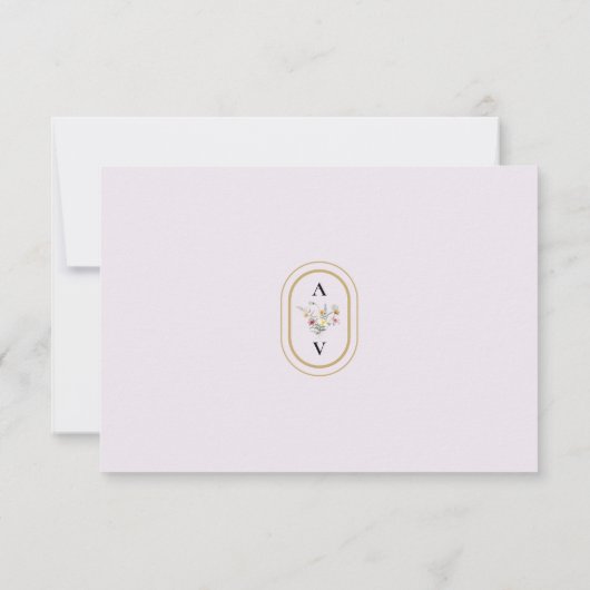 Eenvoudig Bloemen Varens Lavendel Trouw Monogram RSVP Kaartje (Achterkant)