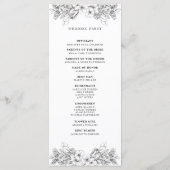 Eenvoudig Bloemen Zwart-Wit Trouwprogramma Programmakaart (Achterkant)