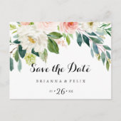 Eenvoudig Bloemenblad Horizontaal Save the Date Briefkaart (Voorkant)