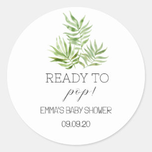 Eenvoudig bloemengroen klaar voor Pop Baby shower Ronde Sticker