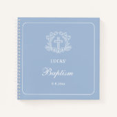 Eenvoudig Bloemenkruis op Blue Baptism Gastenboek Notitieboek (Voorkant)