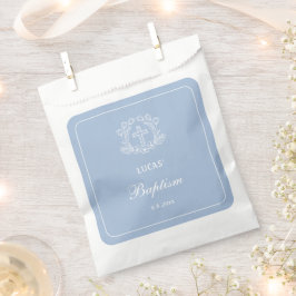 Eenvoudig Bloemenkruis op lichtblauwe doop Bedankzakje