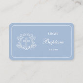 Eenvoudig Bloemenkruis op lichtblauwe doop Plaatskaartje (Achterkant)