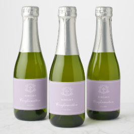 Eenvoudig bloemenkruis op Lila bevestiging Sparkling Wijnetiket