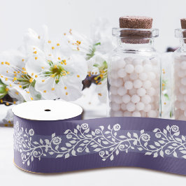 Eenvoudig  bloemenpatroon Paars White G Grosgrain Lint