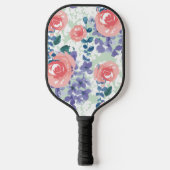 Eenvoudig bloemenpatroonontwerp waterverf roze gro pickleball paddle (Voorkant)