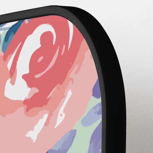 Eenvoudig bloemenpatroonontwerp waterverf roze gro pickleball paddle (Links Detail)