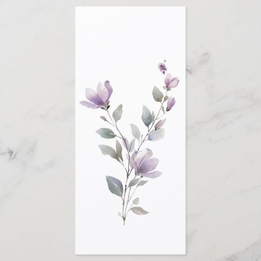 Eenvoudig bloemenscript Wedding Menu kaart (Achterkant)