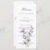 Eenvoudig bloemenscript Wedding Menu kaart (Voorkant / Achterkant)