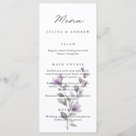 Eenvoudig bloemenscript Wedding Menu kaart