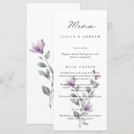 Eenvoudig bloemenscript Wedding Menu kaart