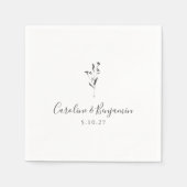 Eenvoudig bloemenscript wit boho bruiloft op maat servet (Voorkant)