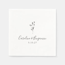 Eenvoudig bloemenscript wit boho bruiloft op maat servet