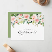 Eenvoudig bloemgroen gebladerte bruidsmeisje voors notitiekaartje (Voorkant / Achterkant in situ)