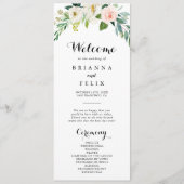 Eenvoudig bloemgroen loof bruiloft programma programmakaart (Voorkant)