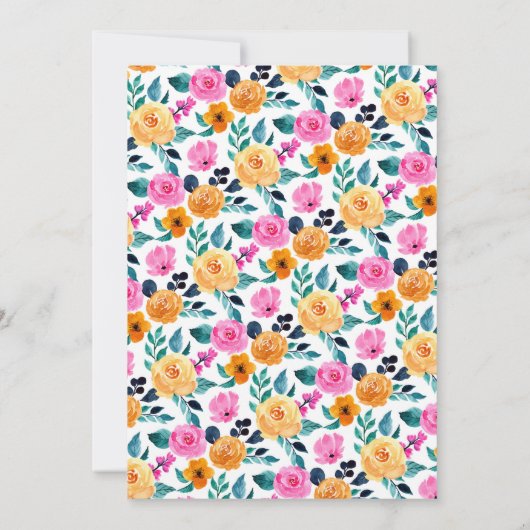 Eenvoudig bloemig Elegant Script Kaart (Achterkant)