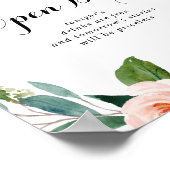 Eenvoudig bloemig groen blad Bruiloft Open Bar Bor Poster (Hoek)