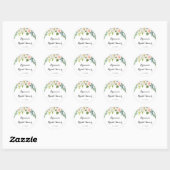 Eenvoudig bloemig groen blad bruiloftsdankjeshoude ronde sticker (Vel)