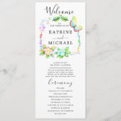 Eenvoudig bloemig huwelijksprogramma programmakaart (Voorkant)