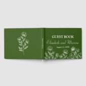 Eenvoudig bloemig olijfgroen gastboek gastenboek (Volledig)