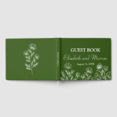 Eenvoudig bloemig olijfgroen gastenboek (Volledig)