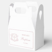 Eenvoudig bloemig roze kruis doop bedankdoosjes (Geopend)