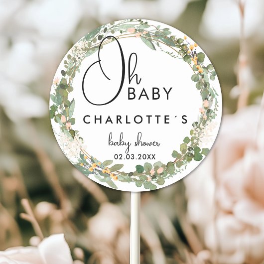 Eenvoudig, bloemkrans Baby shower Ronde Sticker