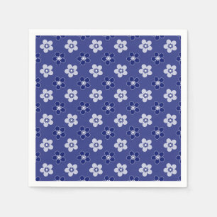 eenvoudig bloemmotief effen blauwe patroon retro k servet