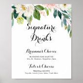 Eenvoudig bloemmotief met groen blad Signatuur Dra Poster (Voorkant)