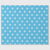 Eenvoudig Bloemmotief op Levendig Blauw Canvas Cadeaupapier (Vlak)