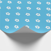 Eenvoudig Bloemmotief op Levendig Blauw Canvas Cadeaupapier (Hoek)