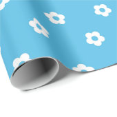 Eenvoudig Bloemmotief op Levendig Blauw Canvas Cadeaupapier (Rol Hoek)