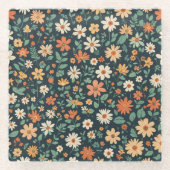 Eenvoudig bloempatroon glazen onderzetter (Voorkant)