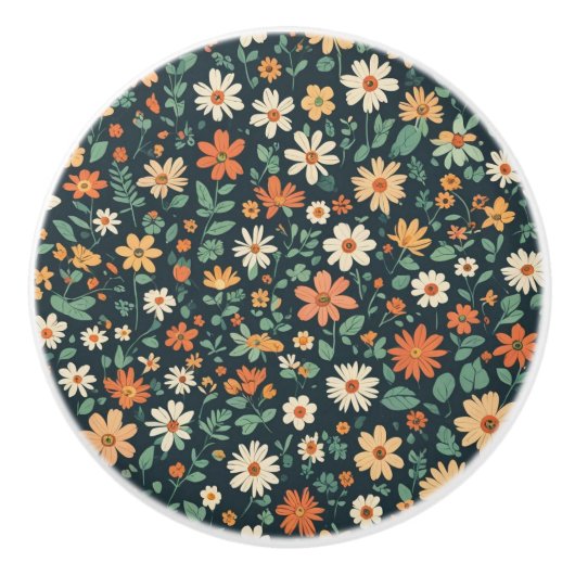 Eenvoudig bloempatroon keramische knop (Voorkant)