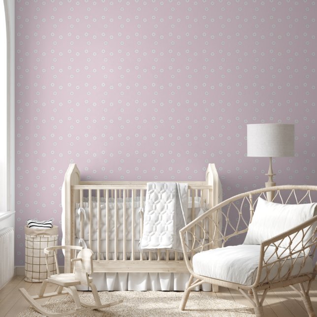 Eenvoudig bloempatroon (roze) behang (Kinderen)