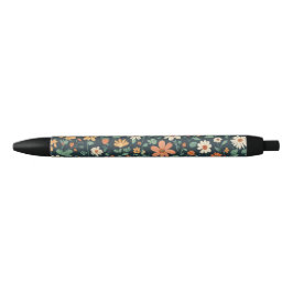 Eenvoudig bloempatroon zwarte inkt pen