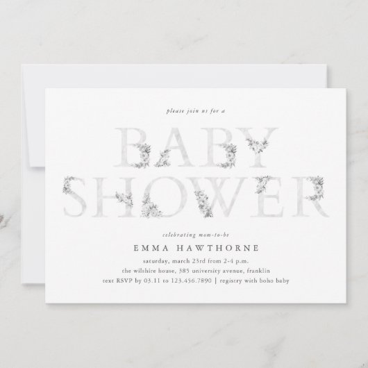 Eenvoudig bloemtype Genderneutraal Baby shower Kaart (Voorkant)